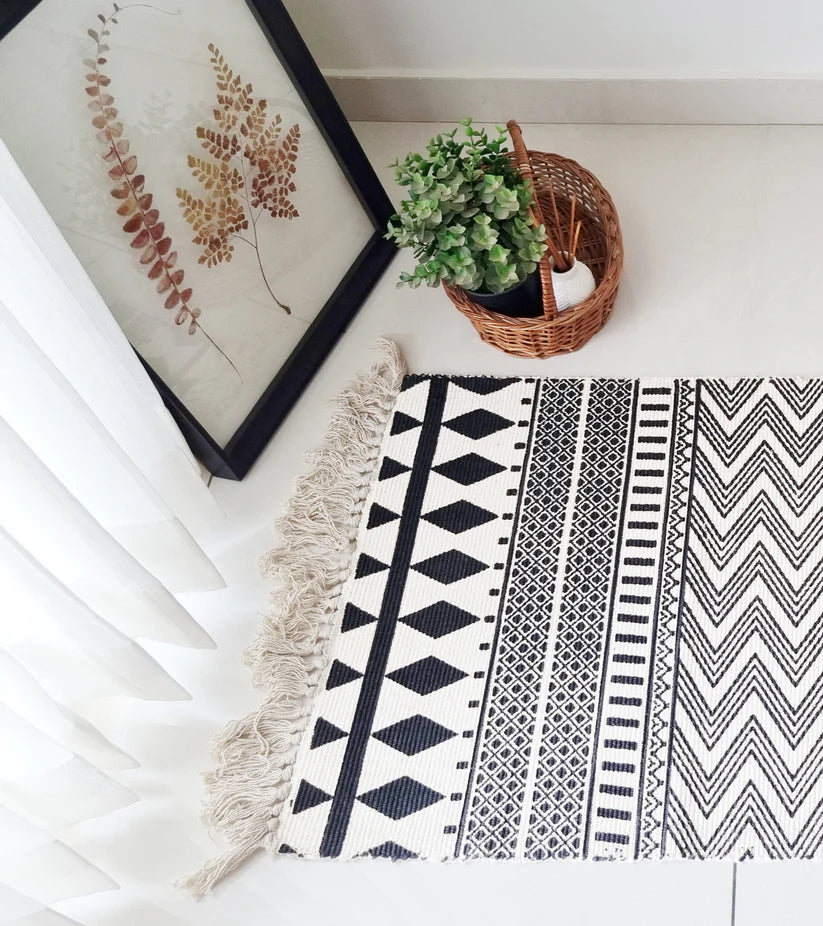 Aztec Print Hand Woven Cotton Bedside Floor Runner
