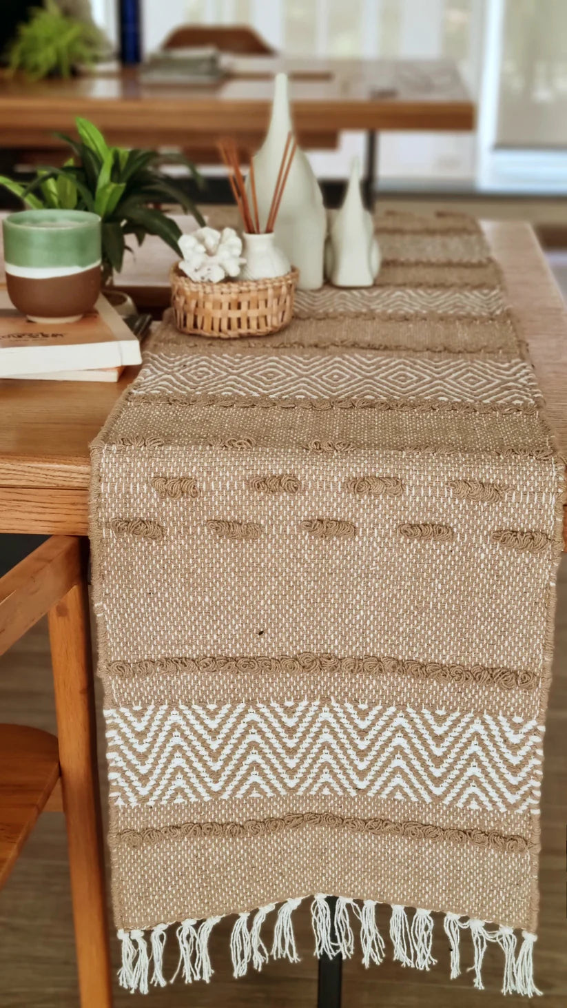 Rustic Boho Cotton Table Runner