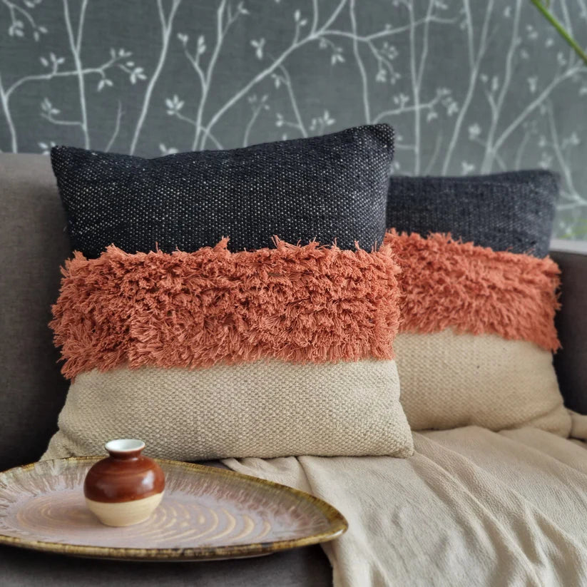 Boho Flare Tufted Square Decorative Embroidered Cotton Cushion Cover