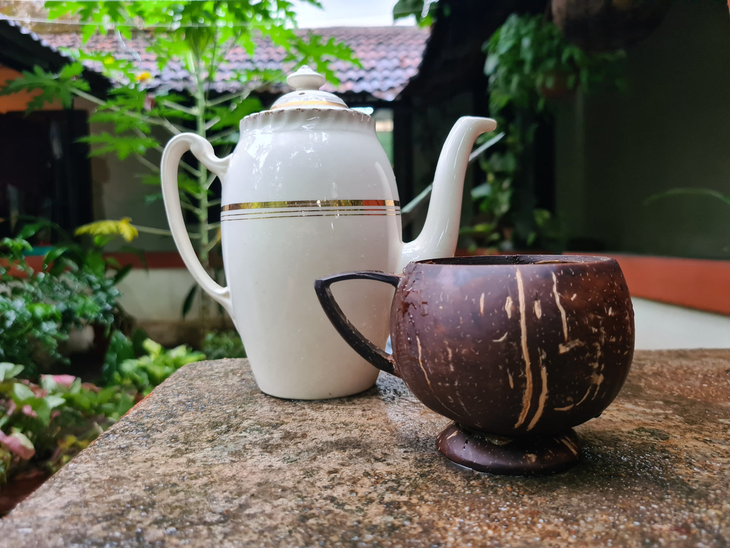 Thenga Coconut Teacup | Natural & Handmade | For Hot & Cold Beverages - 200 ml (Set of 2)