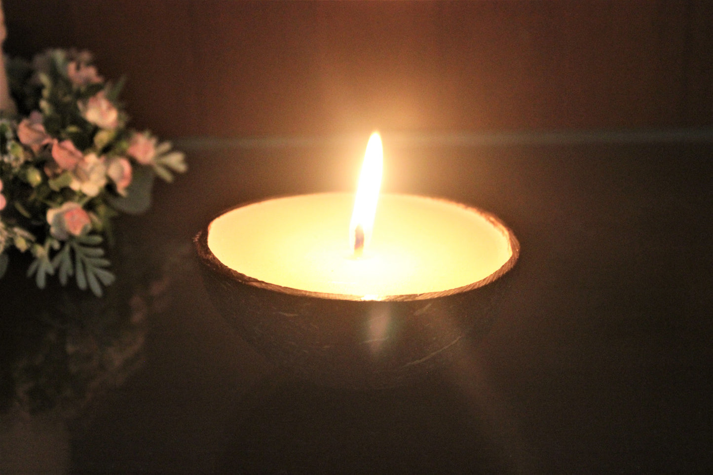 Thenga Coconut Shell Eco-friendly Candle/Diya (Set of 2, Coconut Scented)