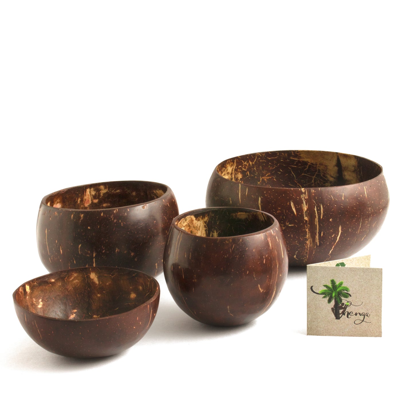 Thenga Coconut Bowl Set | Jumbo, Medium & Mini Bowl + Coconut Cup | 100% Natural, Perfect for Smoothie, Salad, Cereal & Beverages