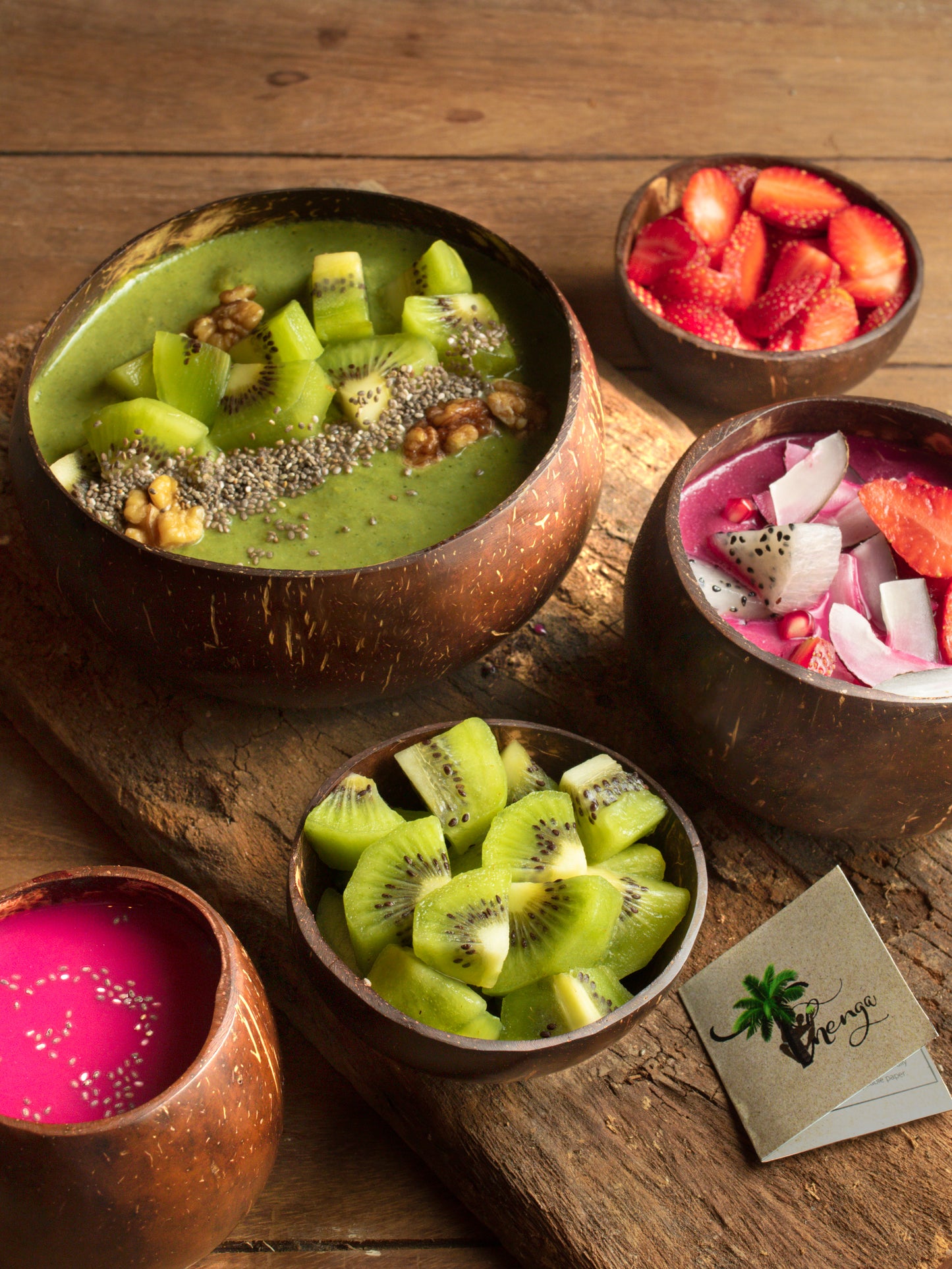Thenga Coconut Bowl Set | Jumbo, Medium & Mini Bowl + Coconut Cup | 100% Natural, Perfect for Smoothie, Salad, Cereal & Beverages