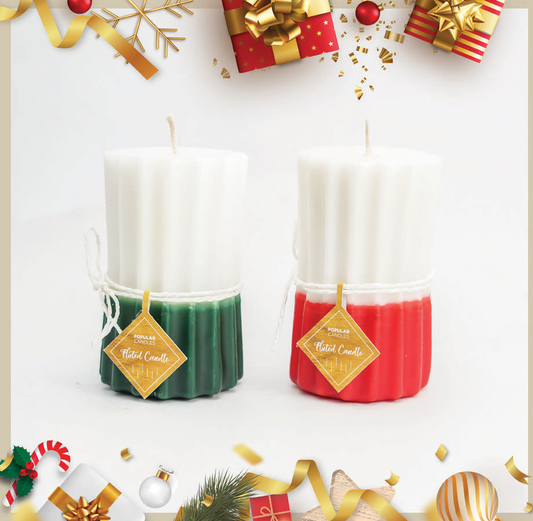 Xmas Fluted Scent Candles twin colour