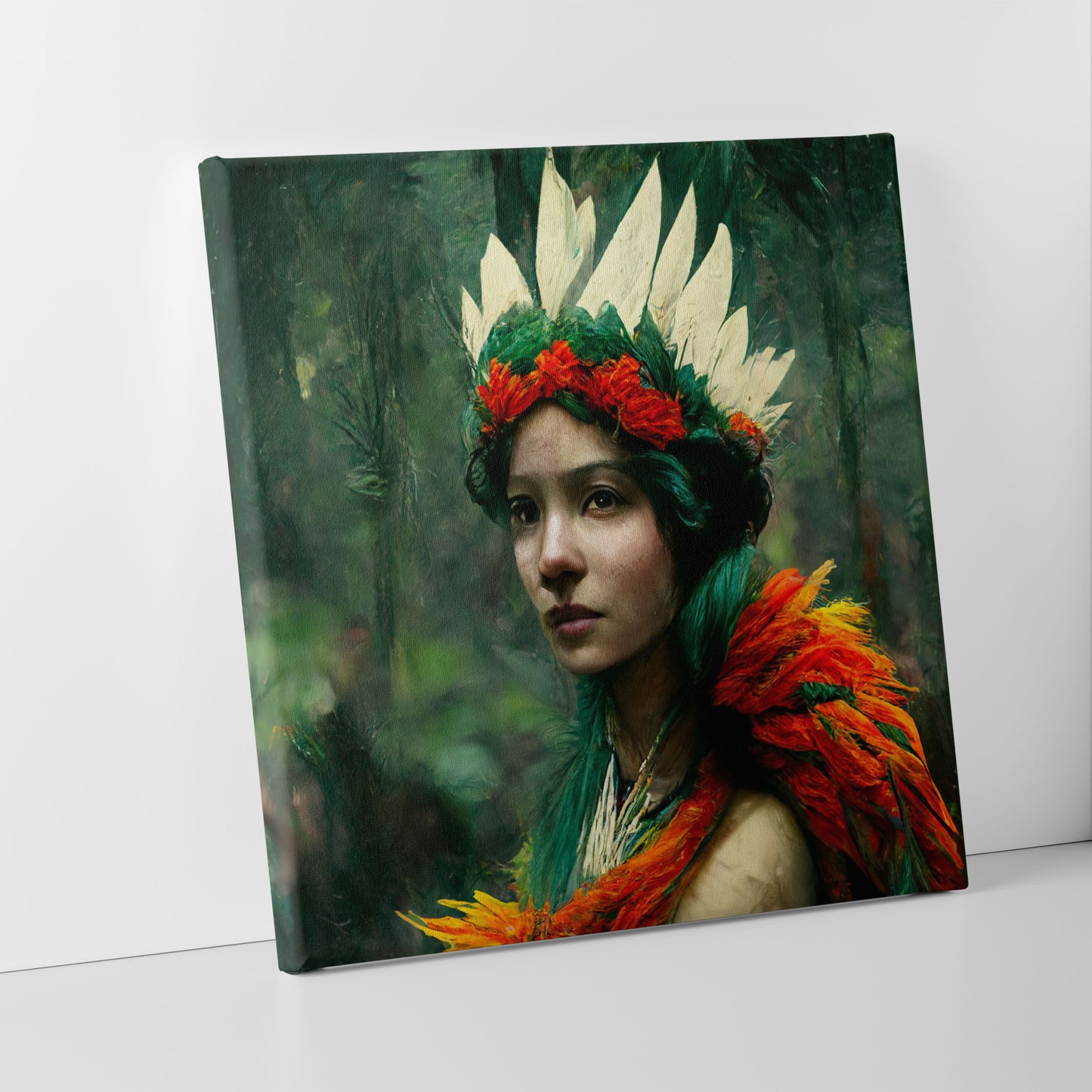 Women in quetzal feathers