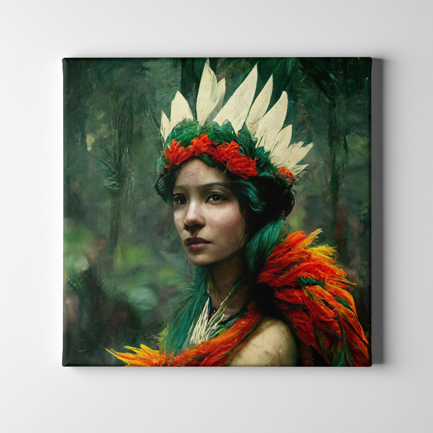 Women in quetzal feathers